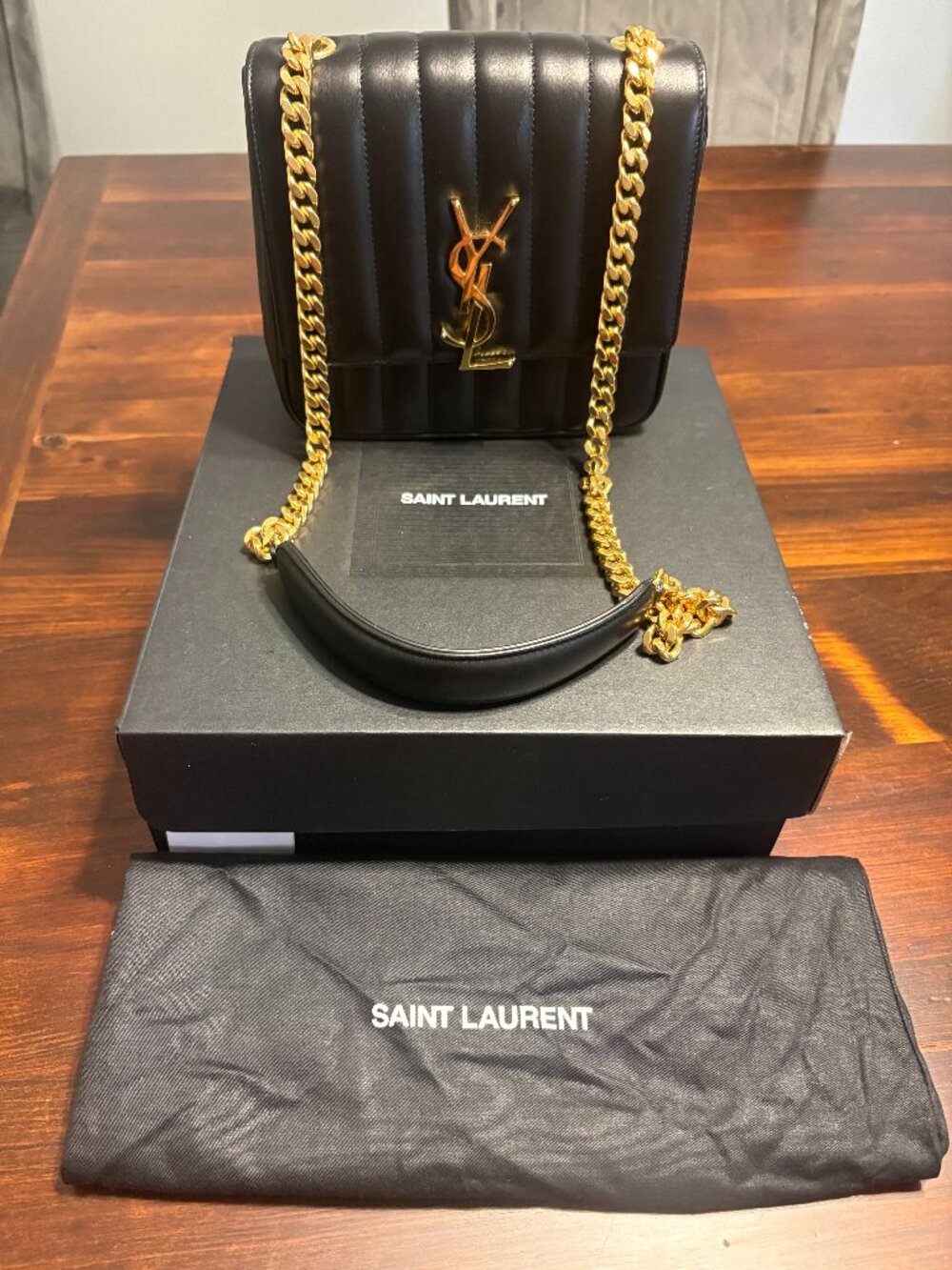 Yves Saint Laurent Vicky Medium Quilted Leather Shoulder Bag — Black